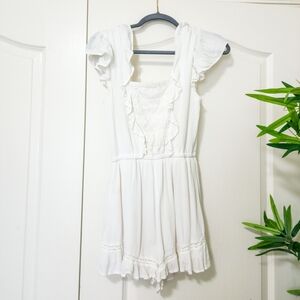 American Eagle White Ruffle Romper